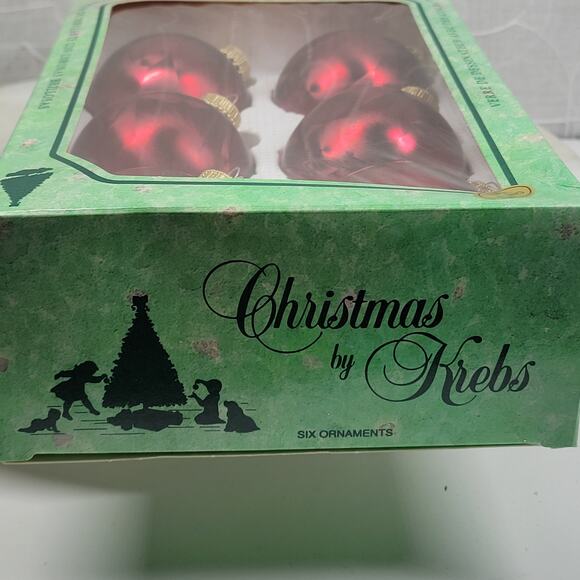 Christmas by Krebs Crimson Jewel Glass Ball Ornaments Red Feather Painted 6 - Picture 3 of 16